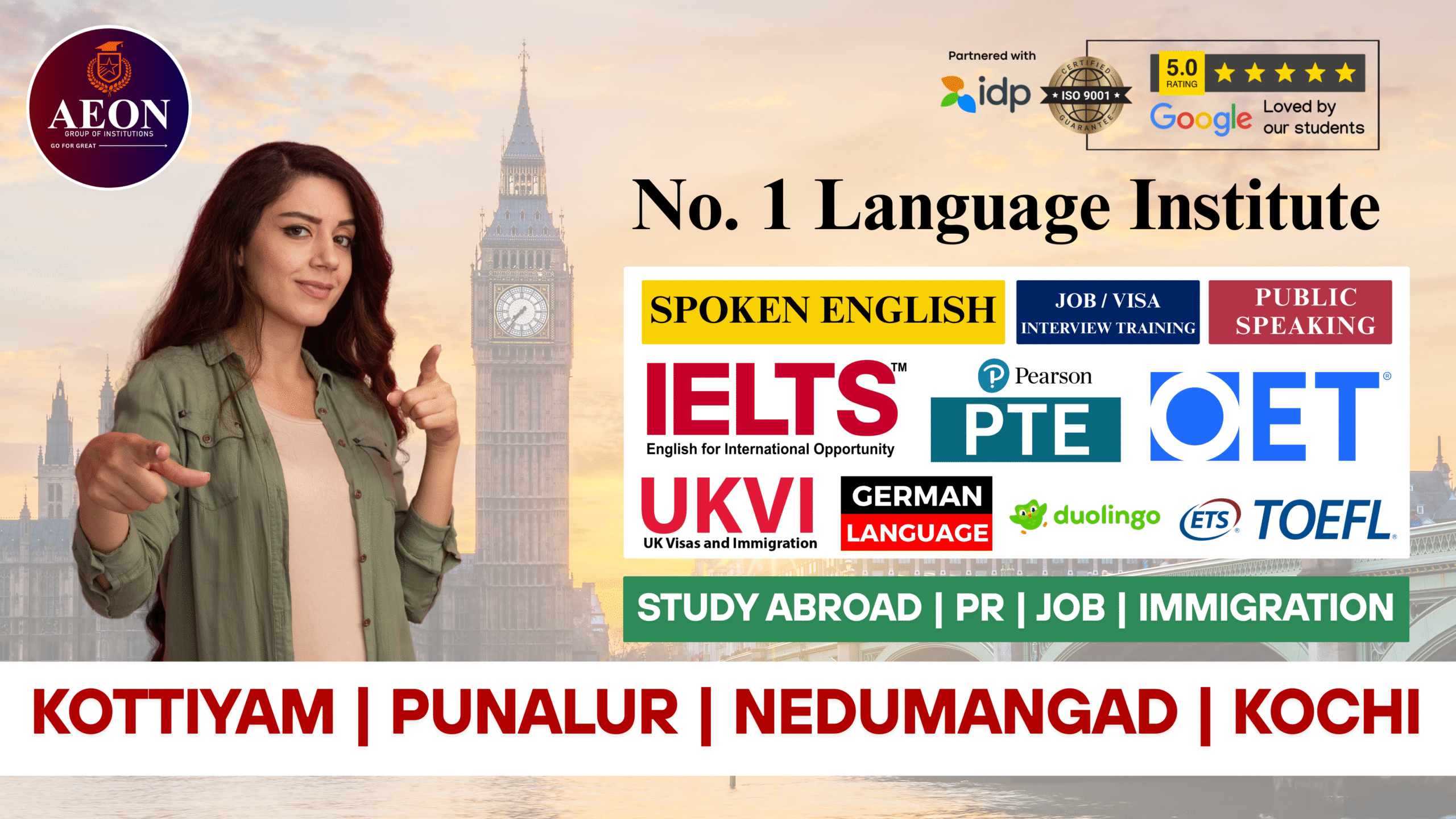 AEON - Best IELTSPTEOETSPOKEN ENGLISHGERMAN-Offline - Online Centre in Kerala, India