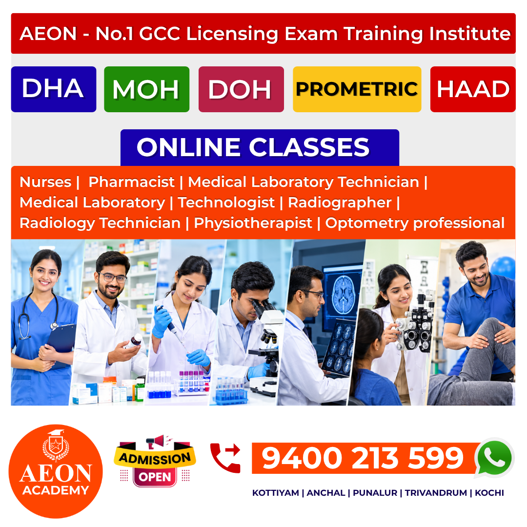 AEON Academy GCC Licensing Exam Training Institute DHA MOH DOH PROMETRIC HAAD ONLINE CLASSES